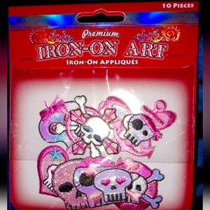 10 Patches Skull Pink Rebel punk girly pack pieces nwt